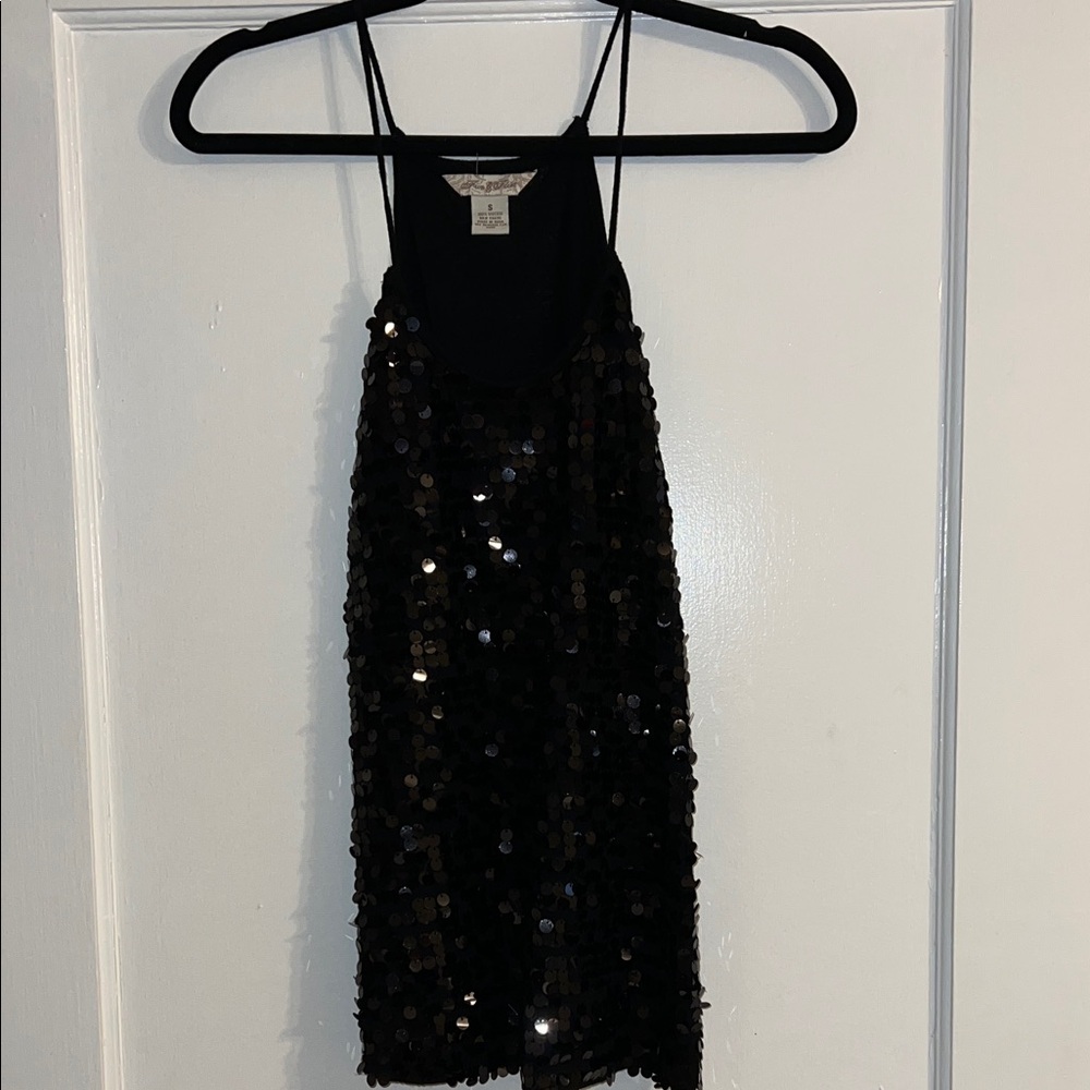 Black Sequin Sleeveless Top